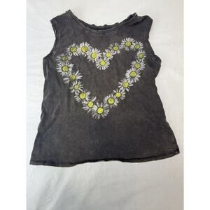 LOL Vintage Grunge T-Shirt Daisies Flower Black Festival Sleeveless Women Medium